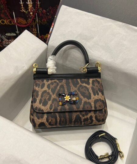 Dolce Gabbana Sicily Bag In Leopard-Print Pony Hair Multicolour For Women 7.9in/20cm DG