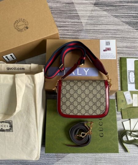 Alternative view of Gucci Horsebit 1955 GG Mini Bag Red For Women, Women's Bags 8in/21cm GG