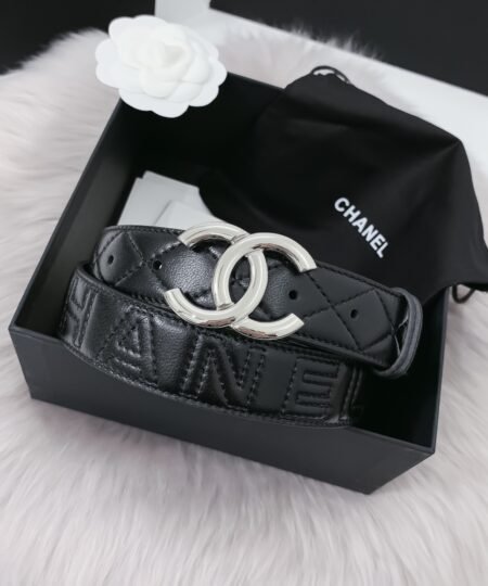 Chanel Belt With Double C Buckle Black With Full Silver Hardware Women Belt