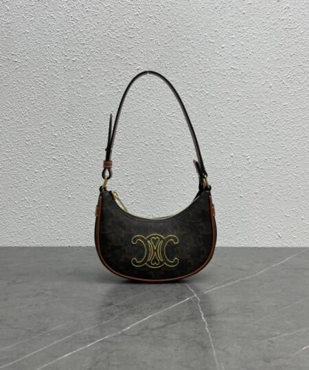 Celine Triope Heart Embroidered Mini Abba - Triope Canvas Brown For Women 6.4in/16cm 10I602EB1.04LU