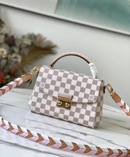 Alternative view of Louis Vuitton Croisette Damier Azur Canvas Pink For Women, Women's Handbag, Shoulder And Crossbody Bags 9.8in/25cm LV N50053