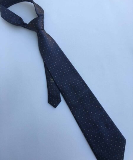 Armani Silk Tie With Geometric Motif Blue Armani Men Tie