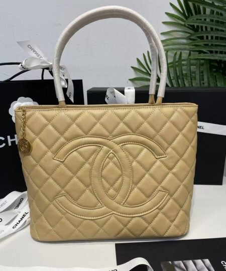 Chanel Medallion Tote Shoulder Beige Bag For Women 29cm/11.4in