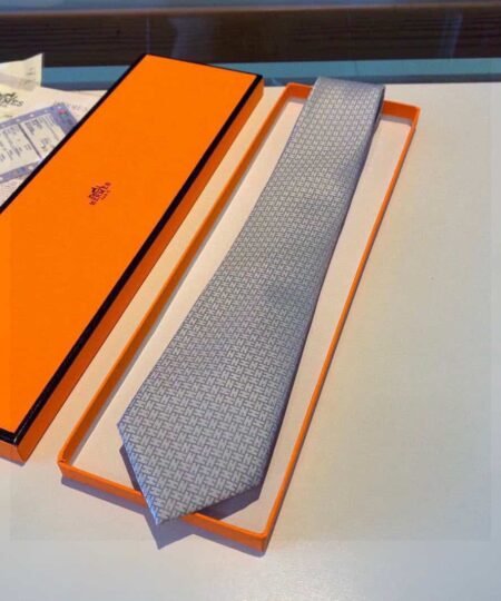 Hermes Faconnee H 24 Tie Grey Hermes Men Tie  H030190T 08