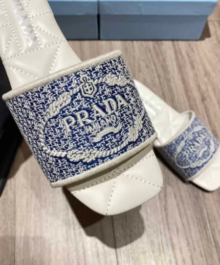 Alternative view of Prada Embroidered Fabric Slides Blue For Women 0.4in/10mm PRD