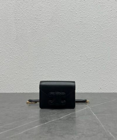 Celine Card Holder On Chain Triomphe Black For Women 4in/11cm 10J743DPV.38NO