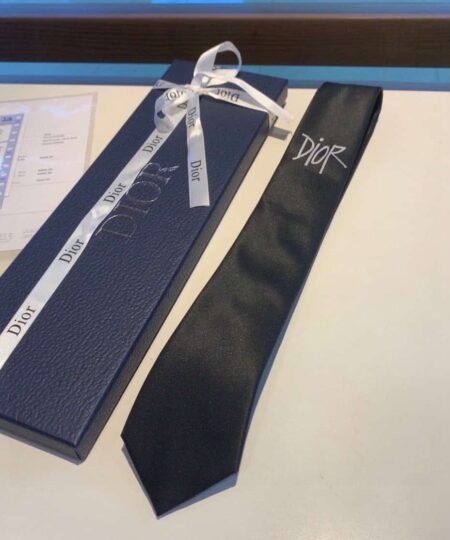 Dior Silk Tie With "Dior" Motifs Black Dior tie