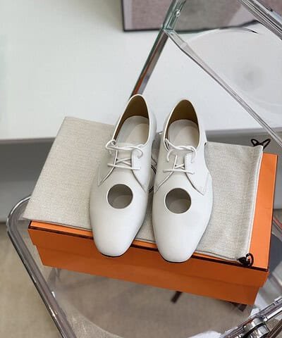 Hermes Epoca Oxford Shoe White For Women, Women's Shoes H221024Z 90360