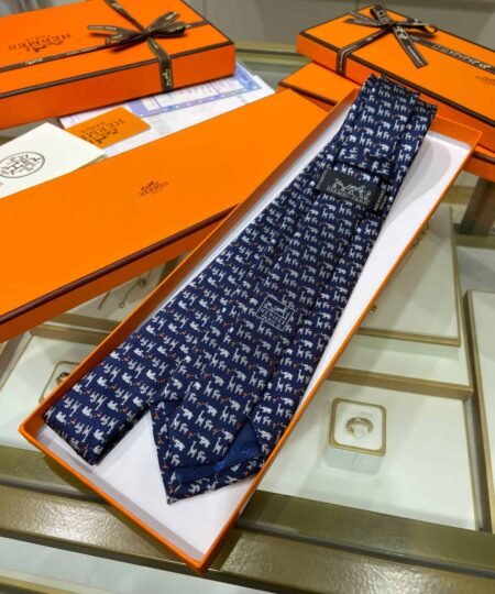 Hermes Animal Motif Tie Marine Hermes Men Tie