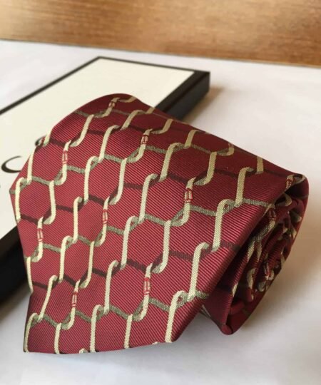Alternative view of Gucci Check Silk Jacquard Tie Dark Red GG Men Tie