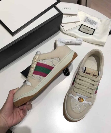 Alternative view of Gucci Women's Screener GG Low-Top Beige Pink Green For Women 546551