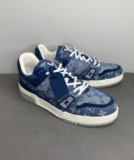 Louis Vuitton Trainer Sneaker Rubber Monogram Denim Blue Virgil Abloh For Men LV