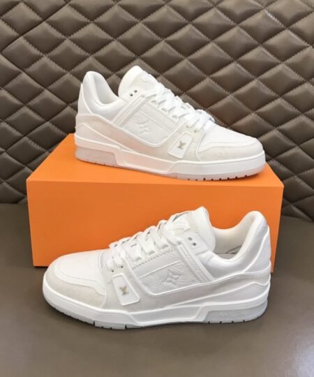 Louis Vuitton Trainer Sneaker Monogram Patent Canvas White Virgil Abloh For Men LV 1A9G53