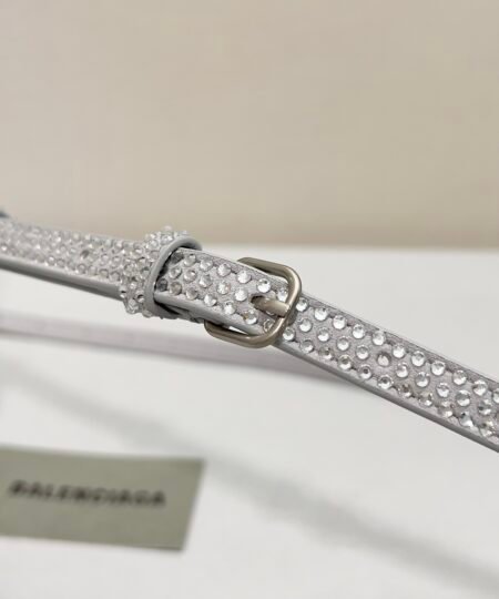 Alternative view of Balenciaga Furry Hourglass Small Handbag With Rhinestones In Grey/Pink/Yellow/Black For Women