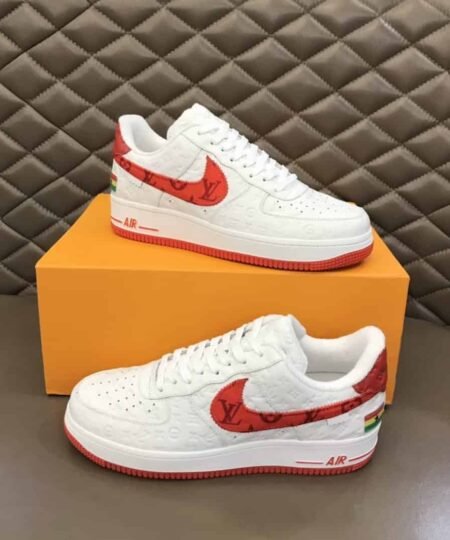Louis Vuitton And Nike “Air Force 1” By Virgil Abloh White-Red For Men, Men's Shoes