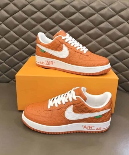 Louis Vuitton x Nike "Air Force 1" By Virgil Abloh in Orange and White Sneaker For Men, Men's Shoes