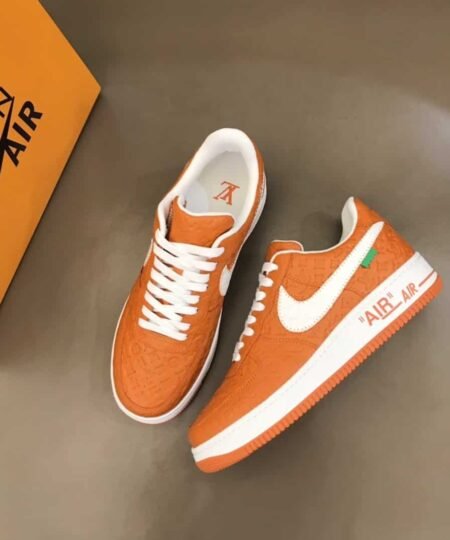 Alternative view of Louis Vuitton x Nike "Air Force 1" By Virgil Abloh in Orange and White Sneaker For Men, Men's Shoes