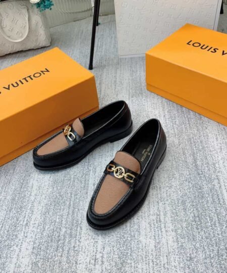 Louis Vuitton Women's Chess Flat Loafe Black And Beige For Women LV