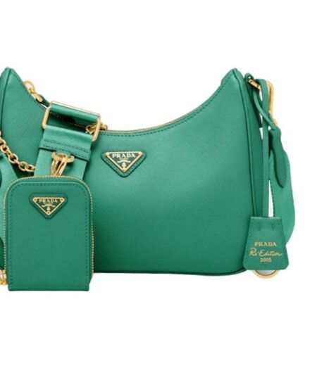 Prada Re-Edition 2005 Saffiano Bag In Green For Women 8.6 in/ 22 cm 1BH204_NZV_F0PCL_V_V2M