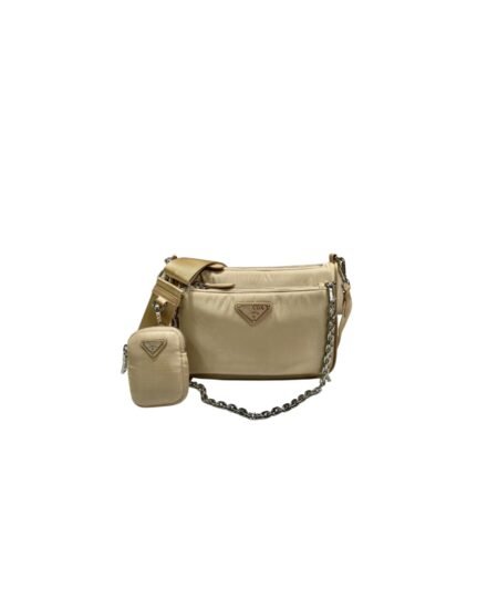 Prada Re-Nylon Shoulder Bag In Beige For Women 8.6in/ 22cm