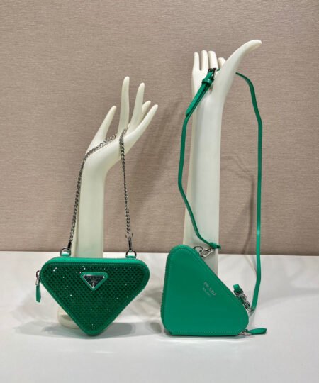Alternative view of Prada Saffiano Mini Pouch With Sparkling Stone In Green For Women 5.9in/ 15cm