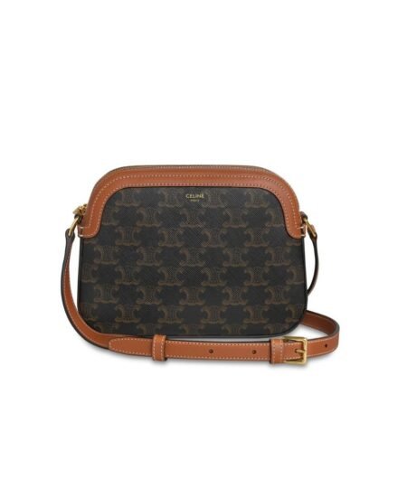 Celine Small Camera Triomphe Canvas Bag Brown For Women 8in/20cm