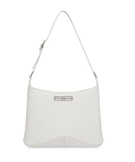Balenciaga Small Hobo Bag Embossed White For Women 9in/23 cm