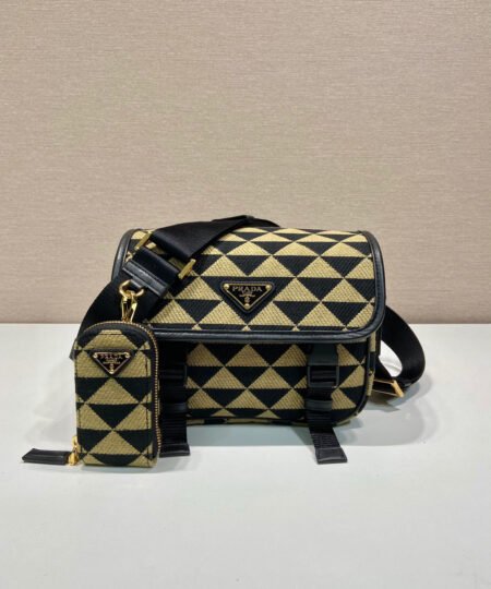 Alternative view of Prada Symbole Embroidered Fabric Bag In Beige For Women 8.6 in/ 22 cm 2VD034_2FKL_F0Y30_V_XOP