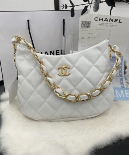 Chanel Hobo Handbag White For Women, Women's Bags 9.4in/24cm