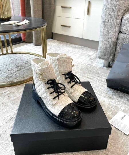 Alternative view of Chanel Women's Lace- Ups Wool Fabric White For Women 1.5in/ 4cm