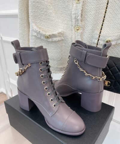 Chanel Women's Lace-Up With Chain Light Violet For Women 3.7in/9.5cm