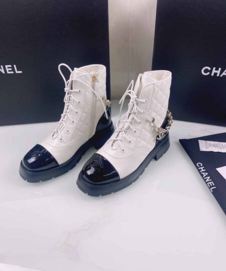 Chanel Women’s Lace- Ups White And Black For Women 1.6in/4cm