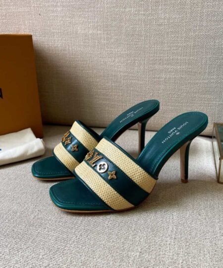 Louis Vuitton Women's Lock It Mule Green For Women LV 3.7in/9.5cm