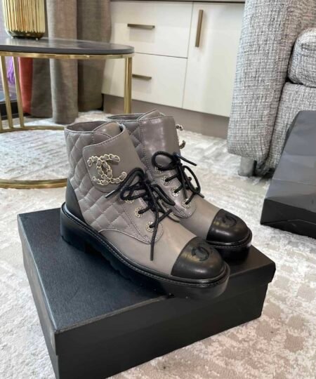 Chanel Women's Lace- Ups Grey For Women 1.5in/ 4cm