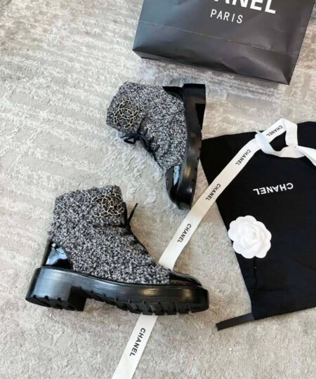 Alternative view of Chanel Women's Lace- Ups Wool Fabric Grey For Women 1.5in/ 4cm