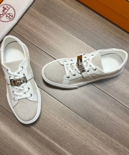 Hermes Casual Sneakers Gray And White For Men