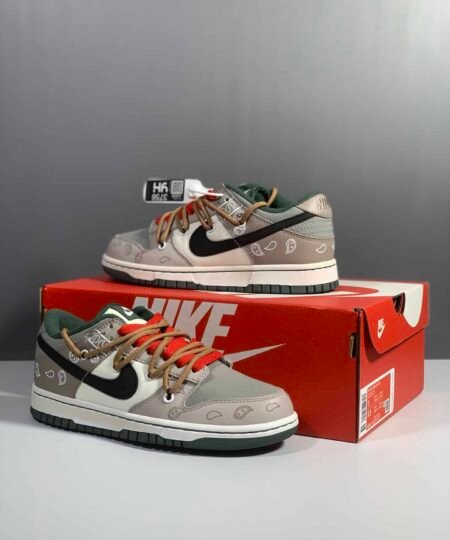 Nike Dunk Low Retro Vibe Grey and Green Sneaker For Men, Men's Shoes