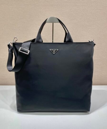 Prada x Adidas Re-Nylon Shopping Bag Black For Women, Women's Bags 15.7in/40cm