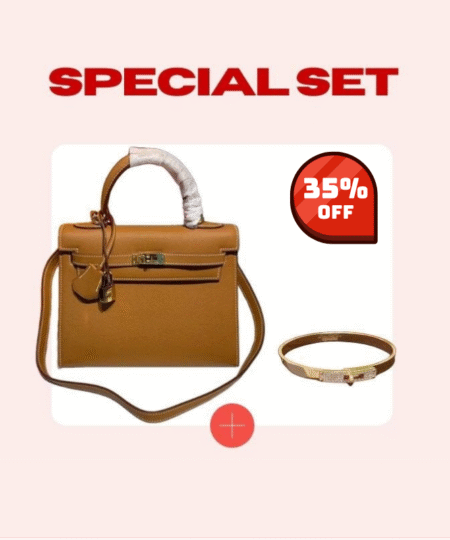 Special Set Hermes: Kelly Gold Bag + Bracelet