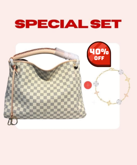 Special Set Louis Vuitton: Artsy MM Damier Azur Canvas Bag + Idylle Blossom Bracelet