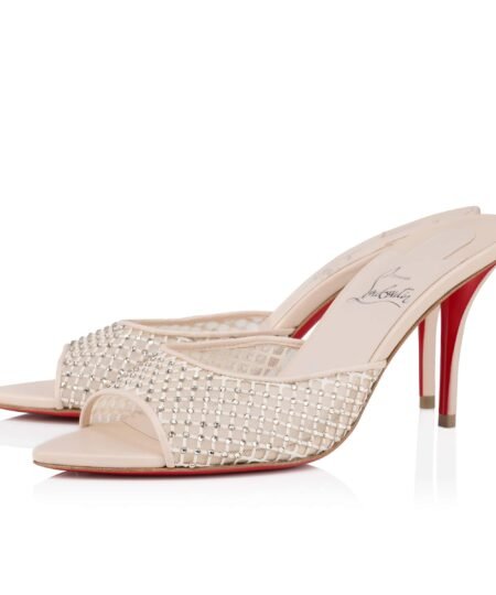 Christian Louboutin Apostropha Mule Mesh Strass Beige For Women