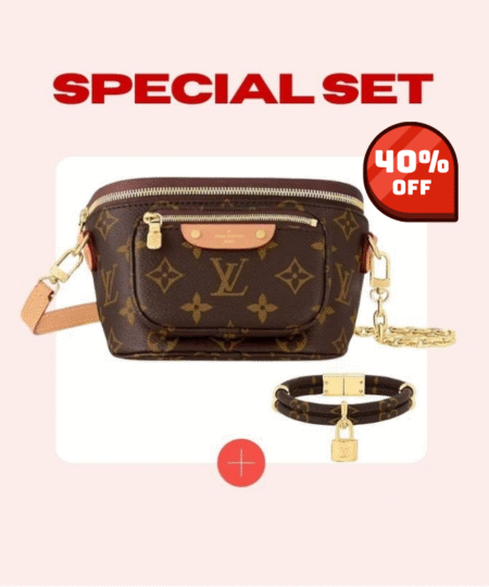 Special Set Louis Vuitton: Mini Bumbag Brown Bag + Double Bracelet Brown