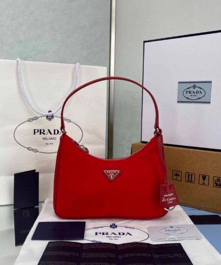 Prada Re-Edition 2005 Saffiano Leather Bag Red For Women, Women's Bags 8.6in/22cm