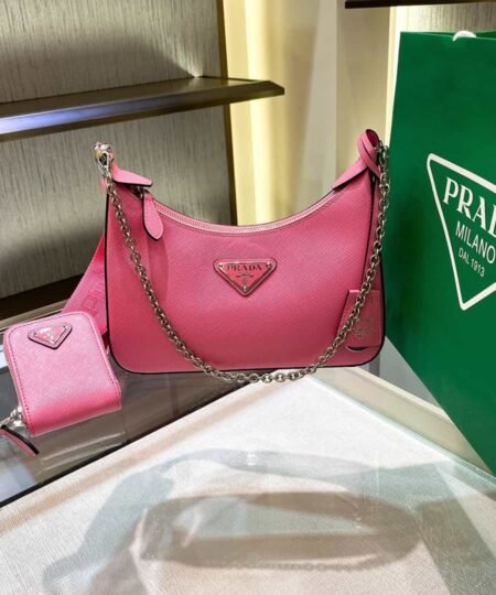 Prada Re-Edition 2005 Saffiano Leather Bag Pink For Women, Women's Bags 8.6in/22cm 1NE204_R064_F0E18