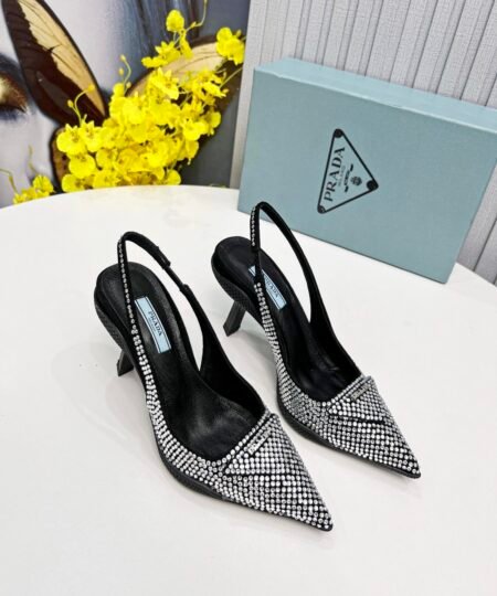 Alternative view of Prada Satin Slingback Pumps With Crystals Silver For Women 2.2in/55mm PRD