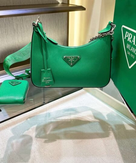 Prada Re-Edition 2005 Saffiano Leather Bag Green For Women, Women's Bags 8.6in/22cm