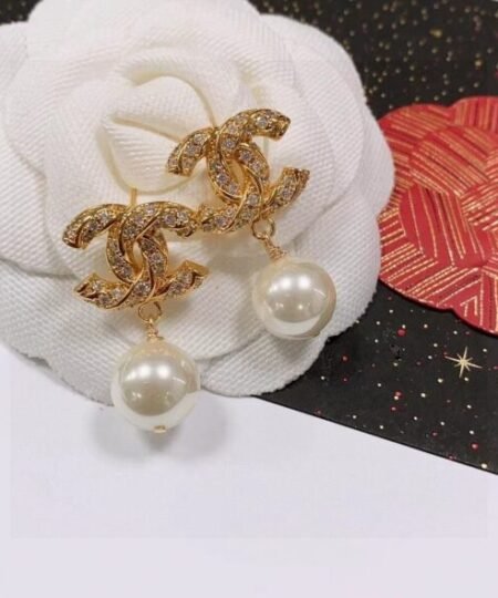 Chanel Logo CC Earrings Gold