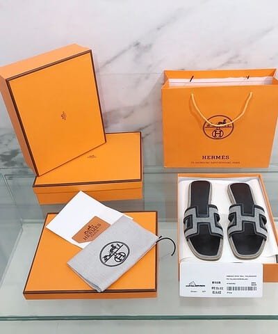 Hermes Oran Sandal Black/Silver For Women, Women's Shoes H221106Z 01340