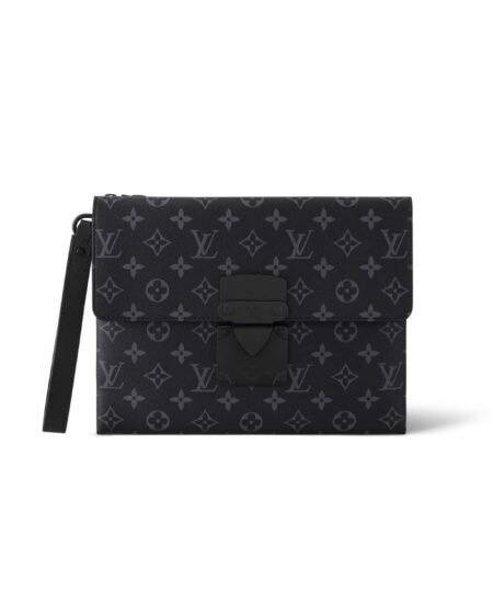 Louis Vuitton Pochette S-Lock Bag Black For Men 11in/28cm M82598