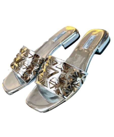 Prada Nappa Slides Silver For Women